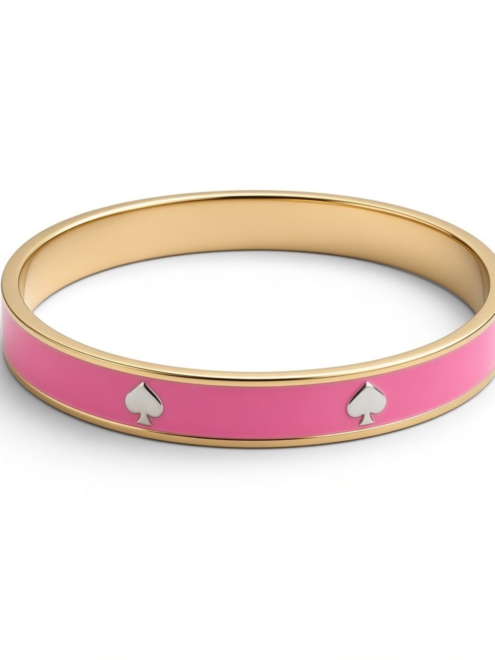 kate spade Gold-Tone Pink Enamel Bangle with Spade Accents
